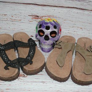 Two for One!  Faded Glory Sandals Black/ Tan